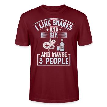 J’aime les serpents et le gin et peut-être 3 personnes serpent - T-shirt bio CRAFTER Stanley Stella Unisexe - bordeaux - Devant - Alina (178cm) & Michal (187cm)