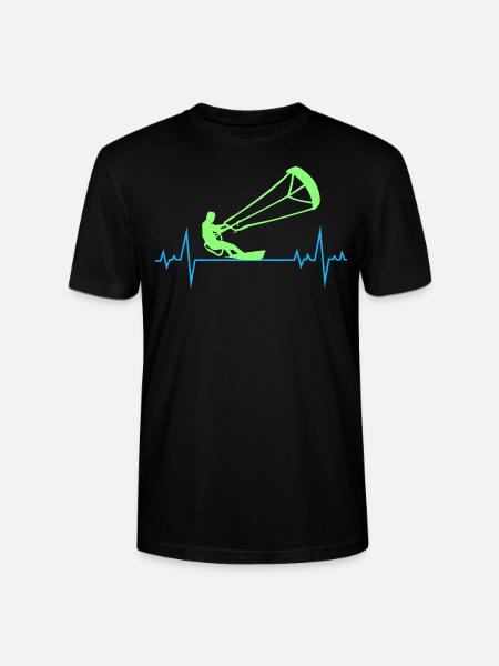 Kitesurfing Kiteboarding Kitesurf Heartbeat Pulse - Stanley/Stella CRAFTER Unisex Organic T-Shirt - black