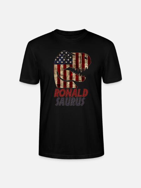 Patriotic Ronald Dinosaur Ronaldsaurus - Stanley/Stella CRAFTER Unisex Organic T-Shirt - black