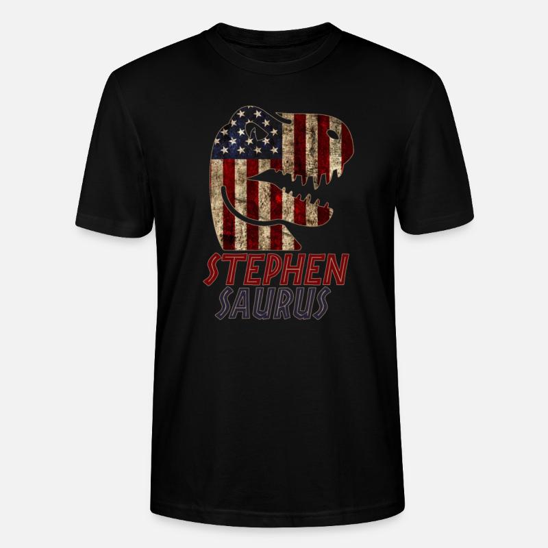 Patriotic Stephen Dinosaur Stephensaurus - Stanley/Stella CRAFTER Unisex Organic T-Shirt - black