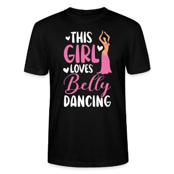 This Girl Loves Belly Dancing Shimmy Belly Dancer - Stanley/Stella CRAFTER Unisex Organic T-Shirt - black - Front - Alina (178cm) & Michal (187cm)