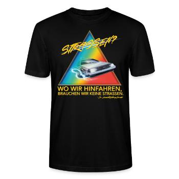 Retour Vers Le Futur Wir Brauchen Keine Straßen - T-shirt bio CRAFTER Stanley Stella Unisexe - noir - Devant - Alina (178cm) & Michal (187cm)
