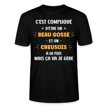 Compliqué beau gosse et Creusois - T-shirt bio CRAFTER Stanley Stella Unisexe - noir - Devant - Alina (178cm) & Michal (187cm)