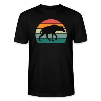 Hyänen Safari Afrika Hyänenhund Aasfresser Hyäne - Stanley/Stella Unisex Bio-T-Shirt CRAFTER - Schwarz - Vorne - Alina (178cm) & Michal (187cm)