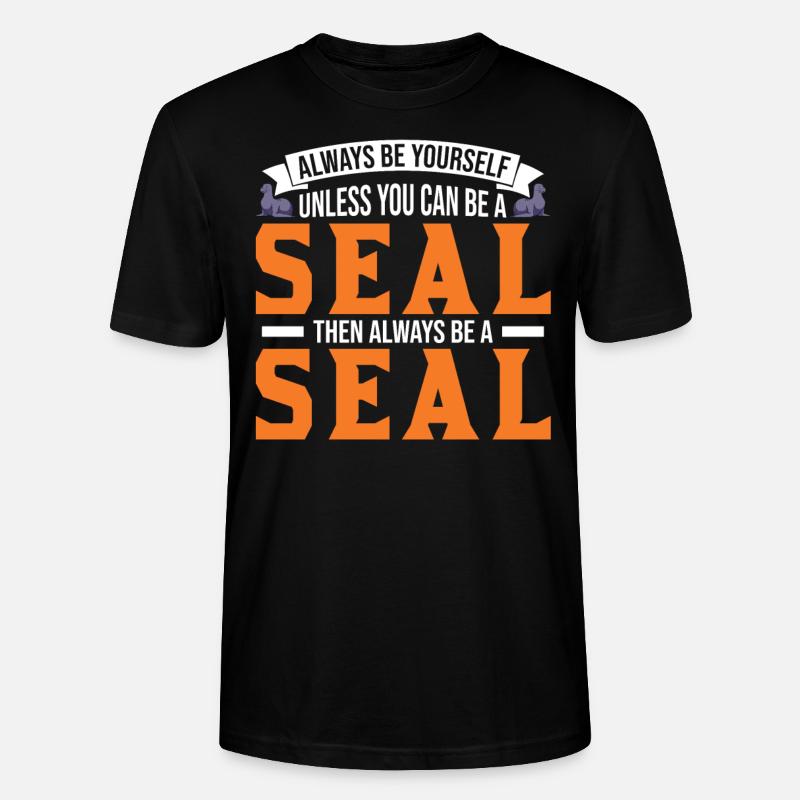 Robbe Geschenk Seal Seelöwe - Stanley/Stella Unisex Bio-T-Shirt CRAFTER - Schwarz