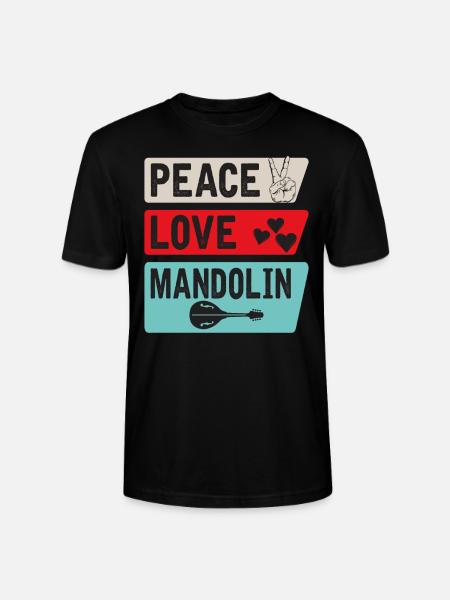 Peace Love Mandolin Banjo Mandolin - Stanley/Stella CRAFTER Unisex Organic T-Shirt - black