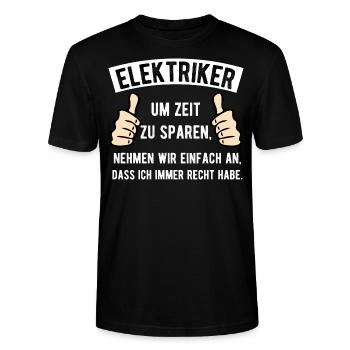 Elektriker Elektrotechnik Elektroniker Witz Spruch - Stanley/Stella Unisex Bio-T-Shirt CRAFTER - Schwarz - Vorne - Alina (178cm) & Michal (187cm)