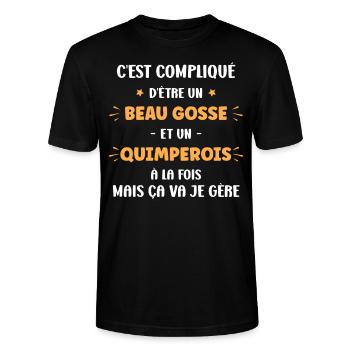 Compliqué beau gosse et quimperois - T-shirt bio CRAFTER Stanley Stella Unisexe - noir - Devant - Alina (178cm) & Michal (187cm)