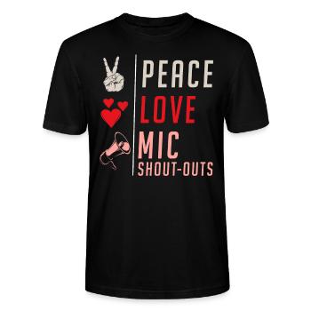 Peace Love Mic Shout-Outs Instrument - Stanley/Stella Unisex Bio-T-Shirt CRAFTER - Schwarz - Vorne - Alina (178cm) & Michal (187cm)