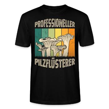 Professioneller Pilzflüsterer Pilze Pilzsammler - Stanley/Stella Unisex Bio-T-Shirt CRAFTER - Schwarz - Vorne - Alina (178cm) & Michal (187cm)
