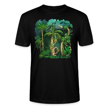 Bio Design - Pflanzen und Monster - Stanley/Stella Unisex Bio-T-Shirt CRAFTER - Schwarz - Vorne - Alina (178cm) & Michal (187cm)