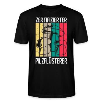 Zertifizierter Pilzflüsterer Pilze sammeln - Stanley/Stella Unisex Bio-T-Shirt CRAFTER - Schwarz - Vorne - Alina (178cm) & Michal (187cm)