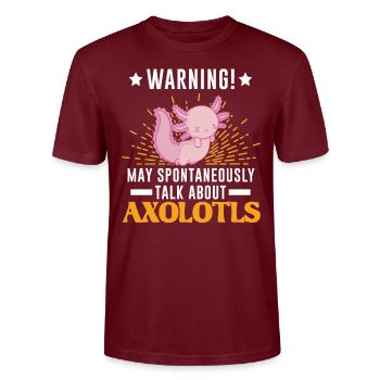 Axolotl Gift Tail Lurch - Stanley/Stella CRAFTER Unisex Organic T-Shirt - burgundy - Front - Alina (178cm) & Michal (187cm)