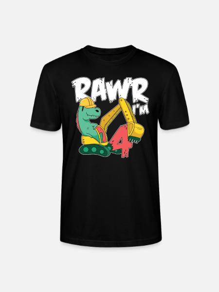 Rawr I'm 4 For Bagger Motto-geburtstagsfeier - Stanley/Stella Unisex Bio-T-Shirt CRAFTER - Schwarz