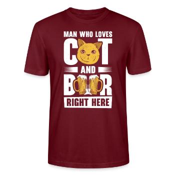 L’homme, les chats et la consommation de bière - T-shirt bio CRAFTER Stanley Stella Unisexe - bordeaux - Devant - Alina (178cm) & Michal (187cm)