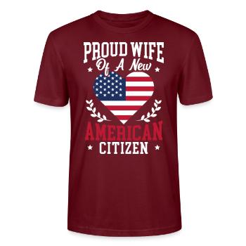 Proud WIfe Of A New American Citizen Constitution - Stanley/Stella CRAFTER Unisex Organic T-Shirt - burgundy - Front - Alina (178cm) & Michal (187cm)