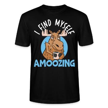 Ik merk dat ik het dier Alces Eland eland - Stanley/Stella Uniseks bio-T-shirt CRAFTER - zwart - Voor - Alina (178cm) & Michal (187cm)