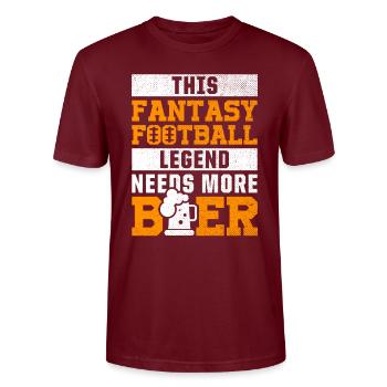 Fantasy Football Legend Beer Lover Sports - Stanley/Stella CRAFTER Unisex Organic T-Shirt - burgundy - Front - Alina (178cm) & Michal (187cm)