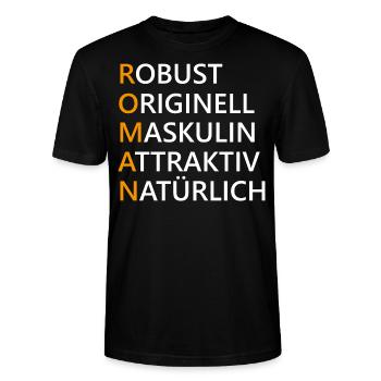 Roman Name Geschenk - Stanley/Stella Unisex Bio-T-Shirt CRAFTER - Schwarz - Vorne - Alina (178cm) & Michal (187cm)