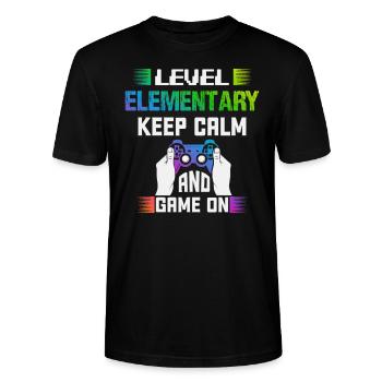 Niveau ÉLÉMENTAIRE garder son calme et jouer sur - T-shirt bio CRAFTER Stanley Stella Unisexe - noir - Devant - Alina (178cm) & Michal (187cm)