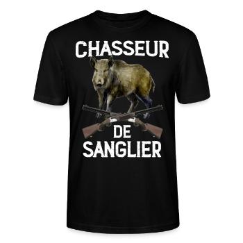 Chasseur De Sanglier Cadeau Chasse - T-shirt bio CRAFTER Stanley Stella Unisexe - noir - Devant - Alina (178cm) & Michal (187cm)