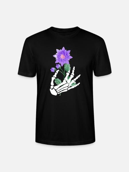 Blumen Deko Skelett Halloween - Stanley/Stella Unisex Bio-T-Shirt CRAFTER - Schwarz