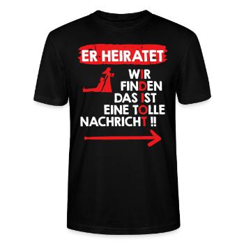 Der Idiot heiratet Bräutigam Junggesellenabschied - Stanley/Stella Unisex Bio-T-Shirt CRAFTER - Schwarz - Vorne - Alina (178cm) & Michal (187cm)