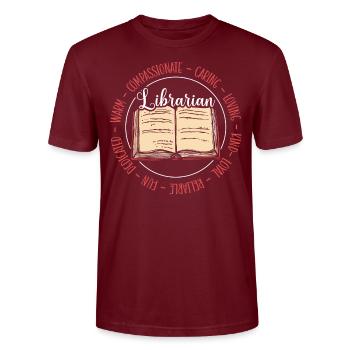Bibliothèque Bookworm Book Lover Bibliophile Bibliothécaire - T-shirt bio CRAFTER Stanley Stella Unisexe - bordeaux - Devant - Alina (178cm) & Michal (187cm)