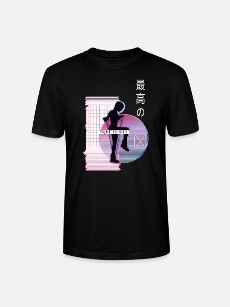 Vaporwave Metaverse Rope Jumping - Stanley/Stella CRAFTER Unisex Organic T-Shirt - black