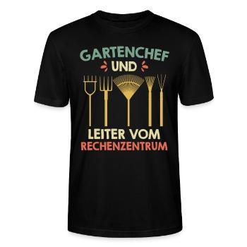 Gartenchef und Leiter vom Rechenzentrum - Stanley/Stella Unisex Bio-T-Shirt CRAFTER - Schwarz - Vorne - Alina (178cm) & Michal (187cm)