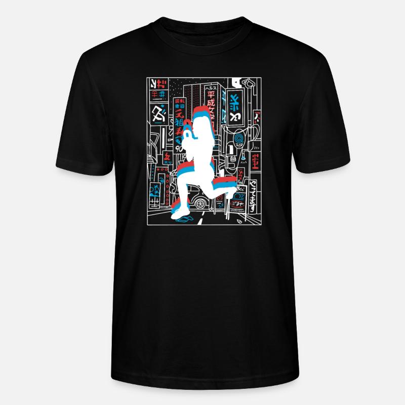 Vaporwave Synthwave Skyline HIIT - Stanley/Stella CRAFTER Unisex Organic T-Shirt - black