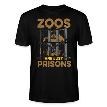 Zoos sind nur Gefängnisse Anti-Protest gegen - Stanley/Stella Unisex Bio-T-Shirt CRAFTER - Schwarz - Vorne - Alina (178cm) & Michal (187cm)