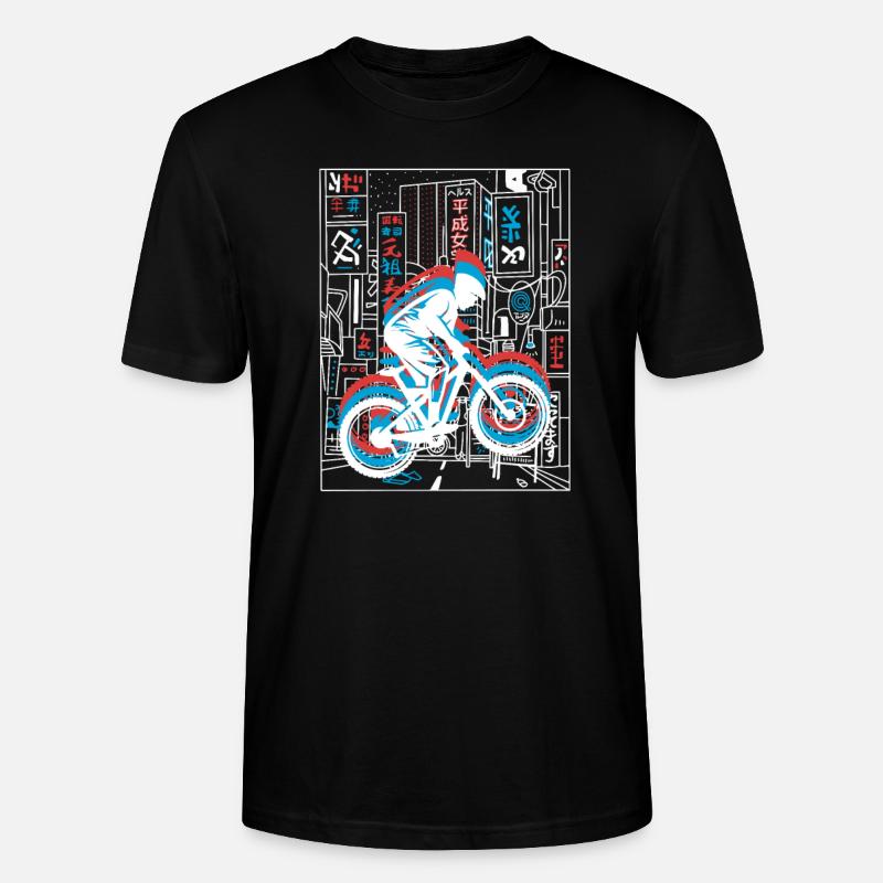 Vaporwave Synthwave Skyline Downhill - Stanley/Stella CRAFTER Unisex Organic T-Shirt - black