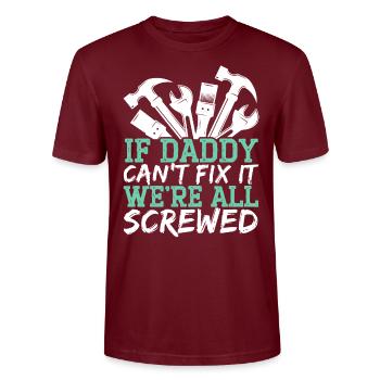 Si papa ne peut pas le réparer Wer’e Toute la paternité vissée - T-shirt bio CRAFTER Stanley Stella Unisexe - bordeaux - Devant - Alina (178cm) & Michal (187cm)