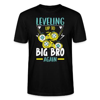Aufstieg zu Big Bro Again Best Bro Ever - Stanley/Stella Unisex Bio-T-Shirt CRAFTER - Schwarz - Vorne - Alina (178cm) & Michal (187cm)