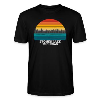 Stoner Lake Michigan - Stanley/Stella CRAFTER Unisex Organic T-Shirt - black - Front - Alina (178cm) & Michal (187cm)