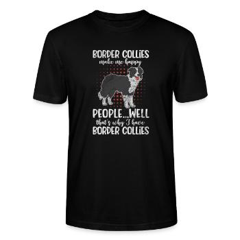 Border Collie - Stanley/Stella Unisex Bio-T-Shirt CRAFTER - Schwarz - Vorne - Alina (178cm) & Michal (187cm)