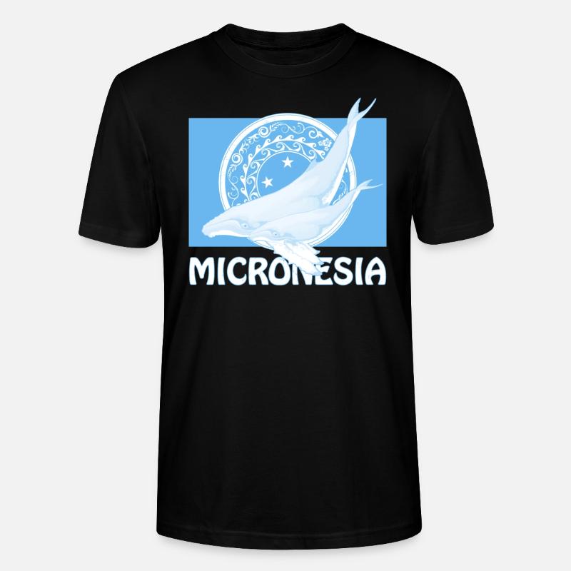 Flagge Mikronesiens und Buckelwale - Stanley/Stella Unisex Bio-T-Shirt CRAFTER - Schwarz