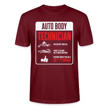 Karosserietechniker Lustige Fahrzeugreparatur - Stanley/Stella Unisex Bio-T-Shirt CRAFTER - Burgunderrot - Vorne - Alina (178cm) & Michal (187cm)
