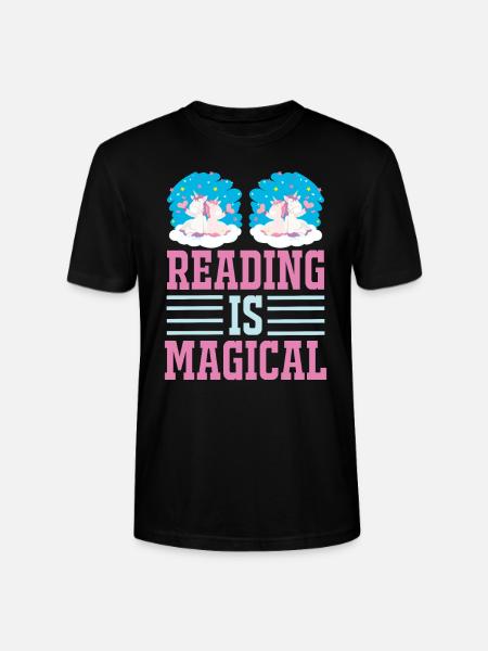 Einhorn Reading Is Magical - Stanley/Stella Unisex Bio-T-Shirt CRAFTER - Schwarz