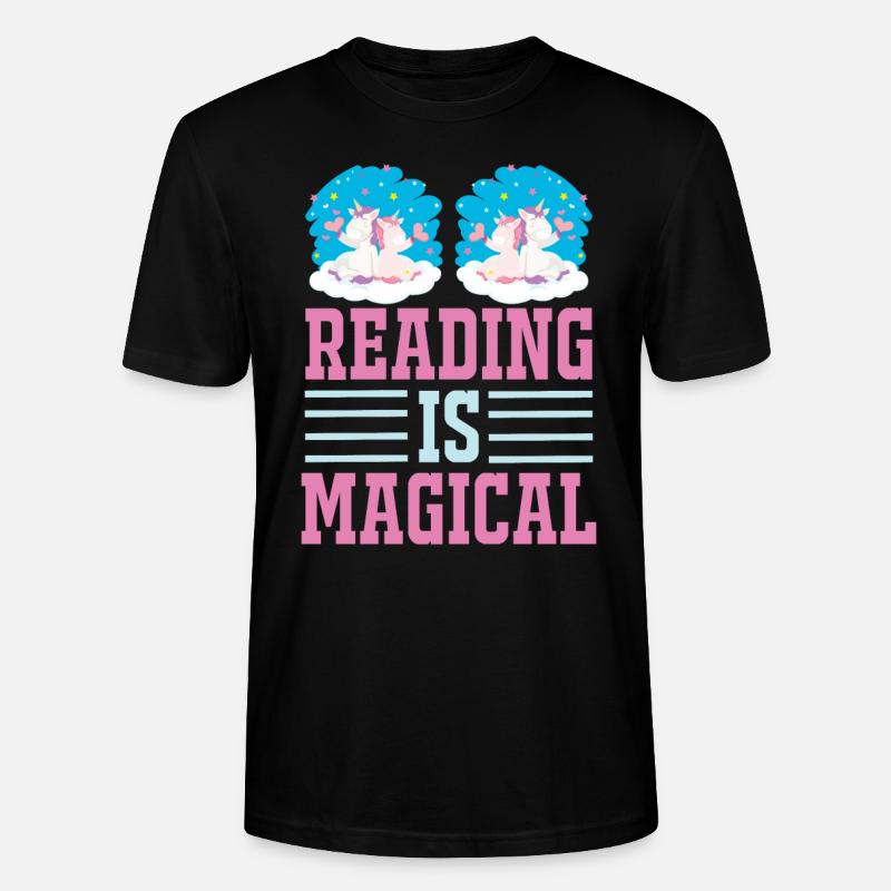 Einhorn Reading Is Magical - Stanley/Stella Unisex Bio-T-Shirt CRAFTER - Schwarz