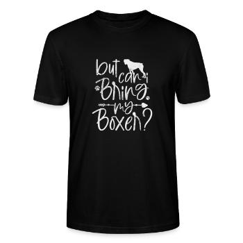 Boxer Hund - Stanley/Stella Unisex Bio-T-Shirt CRAFTER - Schwarz - Vorne - Alina (178cm) & Michal (187cm)