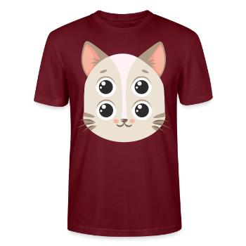 Chat effrayant avec 4 yeux Déroutant - T-shirt bio CRAFTER Stanley Stella Unisexe - bordeaux - Devant - Alina (178cm) & Michal (187cm)