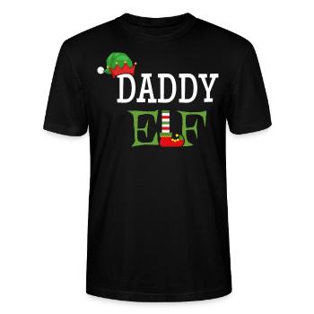 Daddy Elf - Papa der Weihnachts-Elf - Stanley/Stella Unisex Bio-T-Shirt CRAFTER - Schwarz - Vorne - Alina (178cm) & Michal (187cm)