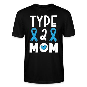 Type 2 Mom T2D Supporter Diabetes Awareness - Stanley/Stella CRAFTER Unisex Organic T-Shirt - black - Front - Alina (178cm) & Michal (187cm)