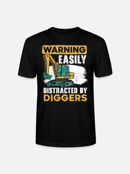 Easily Distracted By Diggers Excavator Vehicle - Stanley/Stella CRAFTER Unisex Organic T-Shirt - black