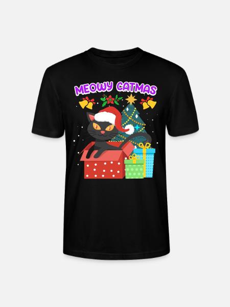 Meowy Catmas - Stanley/Stella CRAFTER Unisex Organic T-Shirt - black