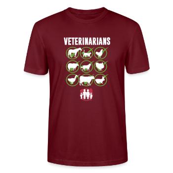 Veterinarian - Stanley/Stella CRAFTER Unisex Organic T-Shirt - burgundy - Front - Alina (178cm) & Michal (187cm)
