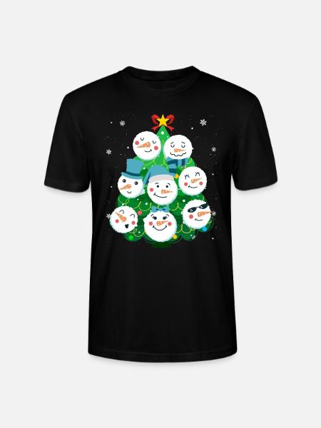 Christmas tree Snowmies Snowman - Stanley/Stella CRAFTER Unisex Organic T-Shirt - black