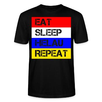 Eat Sleep Helau Repeat | Fastnacht Mainz Feiern - Stanley/Stella Unisex Bio-T-Shirt CRAFTER - Schwarz - Vorne - Alina (178cm) & Michal (187cm)